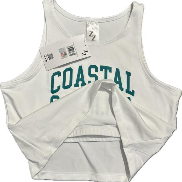 ZOOZATZ NCAA Coastal Carolina White/Teal First Down Crop Tank Top White SZ L - Picture 4 of 6